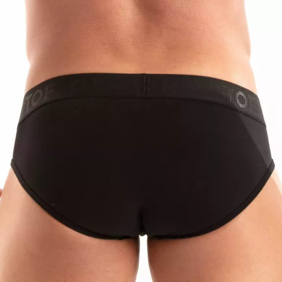 Slip Herren Schwarz, weicher Baumwollstoff & edler Jacquard-Bund | TOF Paris