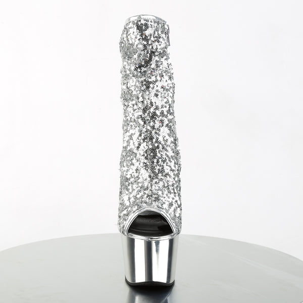 ADORE-1008SQ Plateau Stiefeletten - Silber von Pleaser – Ansicht 2