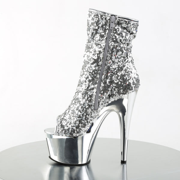ADORE-1008SQ Plateau Stiefeletten - Silber von Pleaser – Ansicht 3