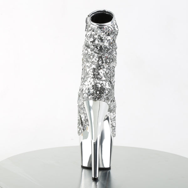ADORE-1008SQ Plateau Stiefeletten - Silber von Pleaser – Ansicht 4