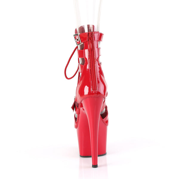 ADORE-1013MST Plateau Stiefeletten - Rot Lack von Pleaser – Ansicht 4