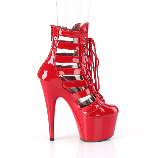 ADORE-1013MST Plateau Stiefeletten - Rot Lack von Pleaser – Ansicht 5
