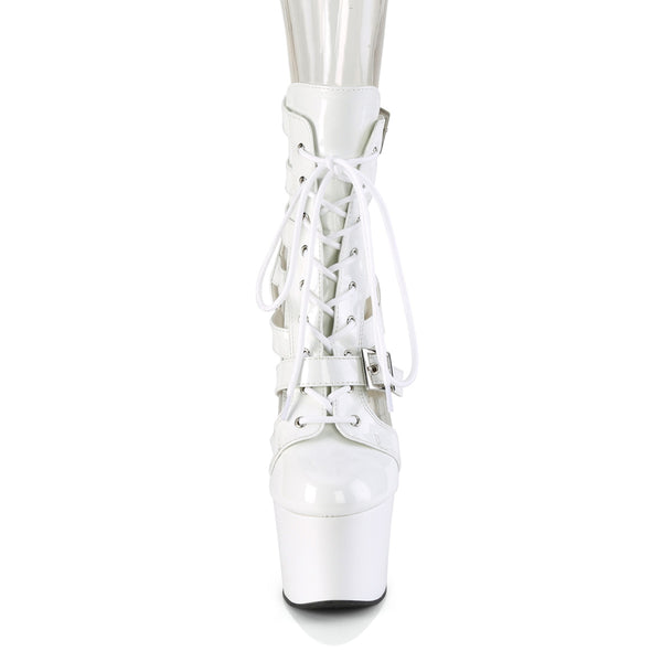 ADORE-1013MST Plateau Stiefeletten - Weiß Lack von Pleaser – Ansicht 2
