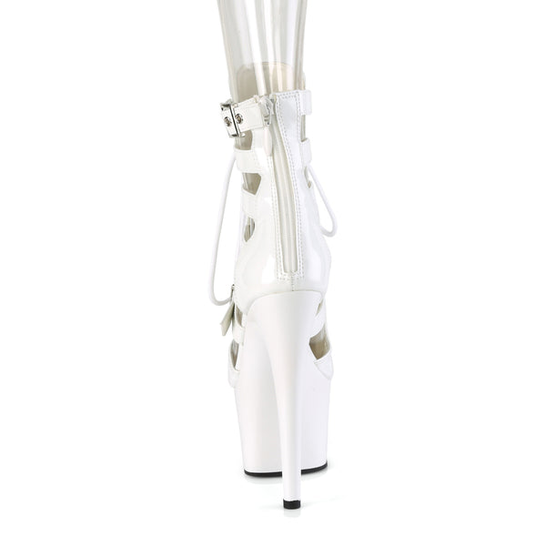 ADORE-1013MST Plateau Stiefeletten - Weiß Lack von Pleaser – Ansicht 4