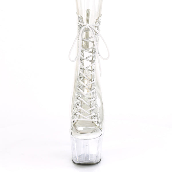 ADORE-1016C-2 Plateau Stiefeletten Transparent Glitzer von Pleaser – Ansicht 2