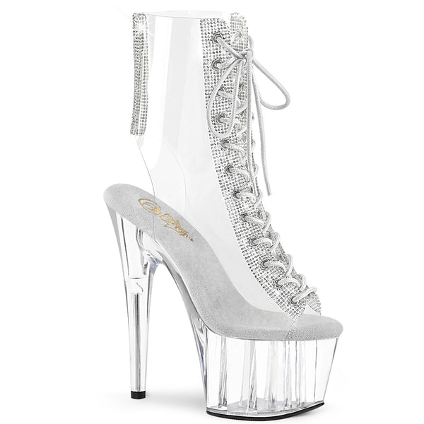 ADORE-1016C-2 Plateau Stiefeletten Transparent Glitzer von Pleaser