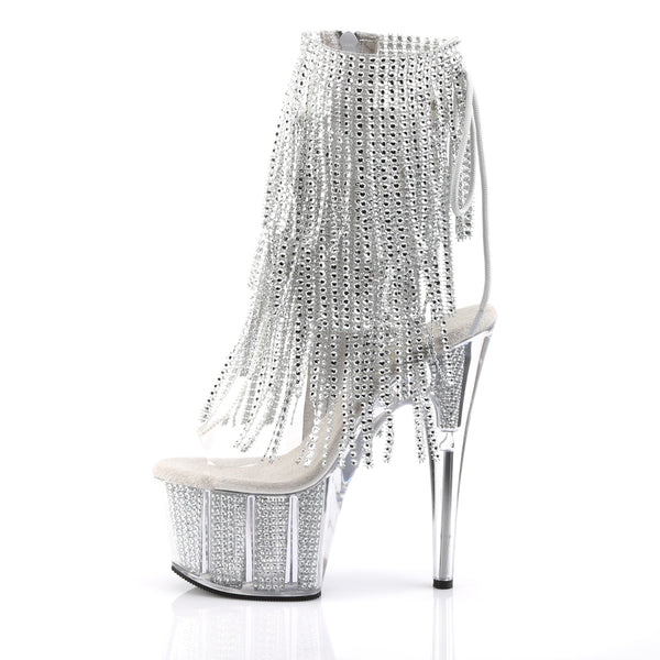 ADORE-1017SRS Plateau Stiefeletten Silber von Pleaser – Ansicht 3