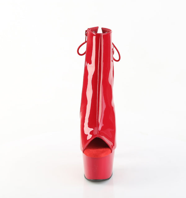 ADORE-1018 Plateau Peeptoe Stiefeletten Rot Lack von Pleaser – Ansicht 2