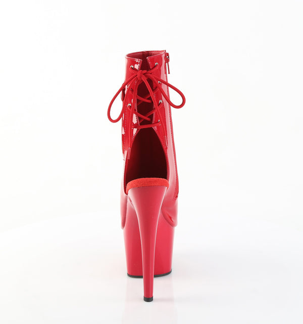 ADORE-1018 Plateau Peeptoe Stiefeletten Rot Lack von Pleaser – Ansicht 4