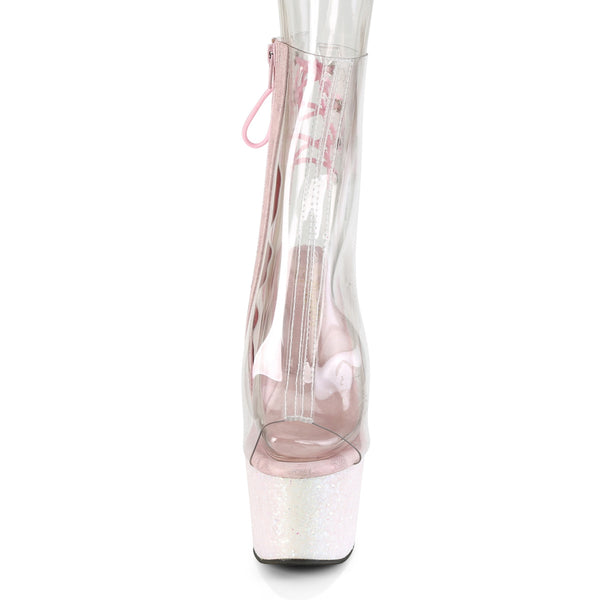 ADORE-1018C Plateau Stiefeletten Transparent/Opal Rosa von Pleaser – Ansicht 2