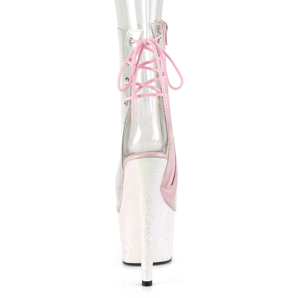 ADORE-1018C Plateau Stiefeletten Transparent/Opal Rosa von Pleaser – Ansicht 4