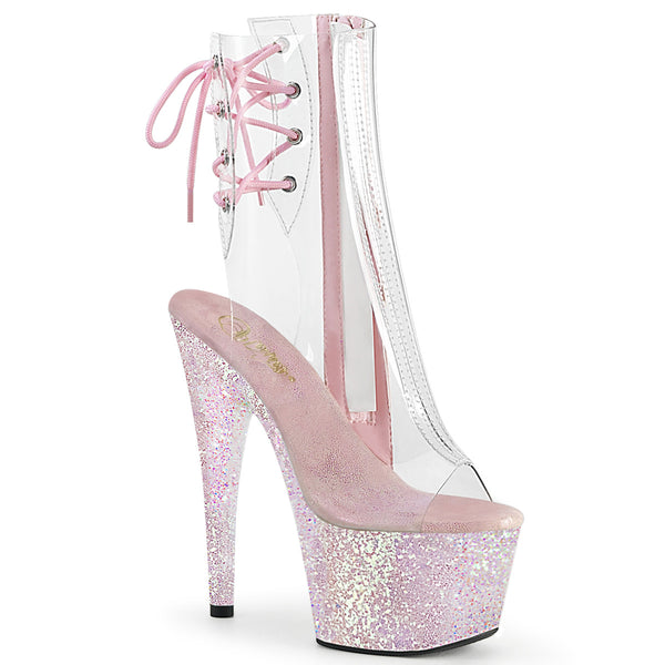 ADORE-1018C Plateau Stiefeletten Transparent/Opal Rosa von Pleaser