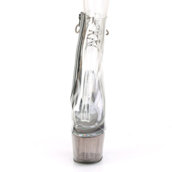 ADORE-1018CT Plateau Stiefeletten Transparent/Rauchschwarz von Pleaser – Ansicht 2