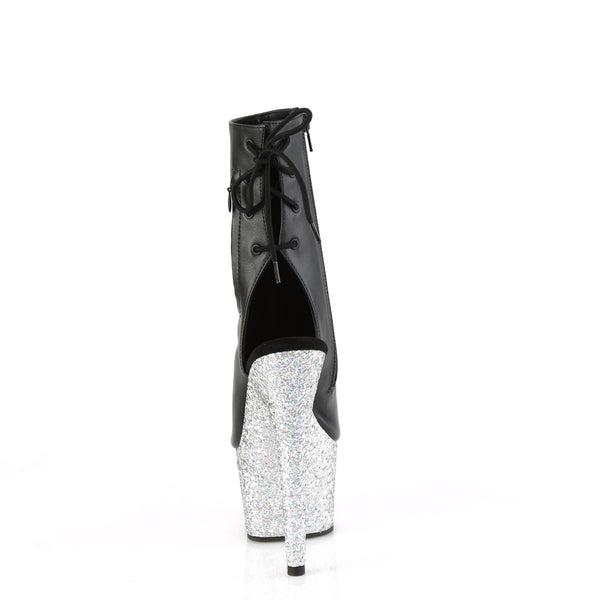 ADORE-1018LG Plateau Stiefeletten Schwarz Glitzer von Pleaser – Ansicht 4
