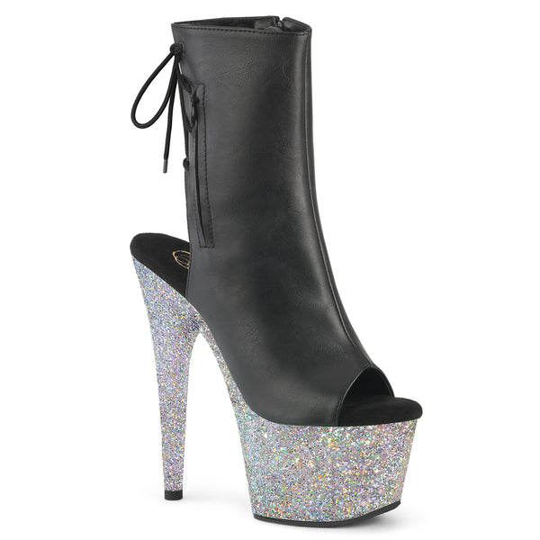 ADORE-1018LG Plateau Stiefeletten Schwarz Glitzer von Pleaser