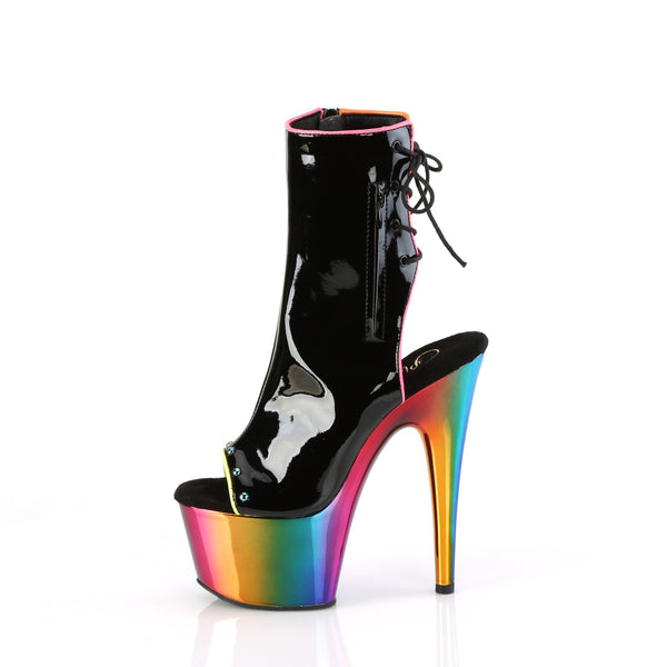 ADORE-1018RC-02 Plateau Stiefeletten - Schwarz Lack Mehrfarbig von Pleaser – Ansicht 3
