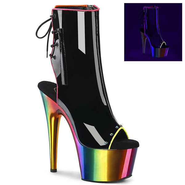 ADORE-1018RC-02 Plateau Stiefeletten - Schwarz Lack Mehrfarbig von Pleaser