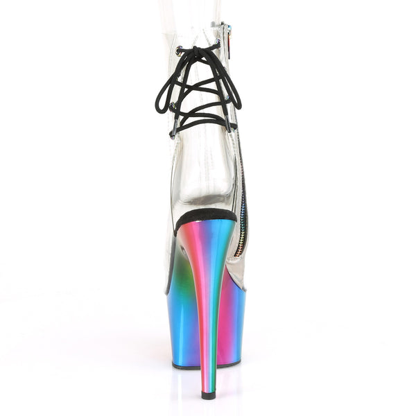 ADORE-1018RC Plateau Stiefeletten - Transparent/Regenbogen von Pleaser – Ansicht 4