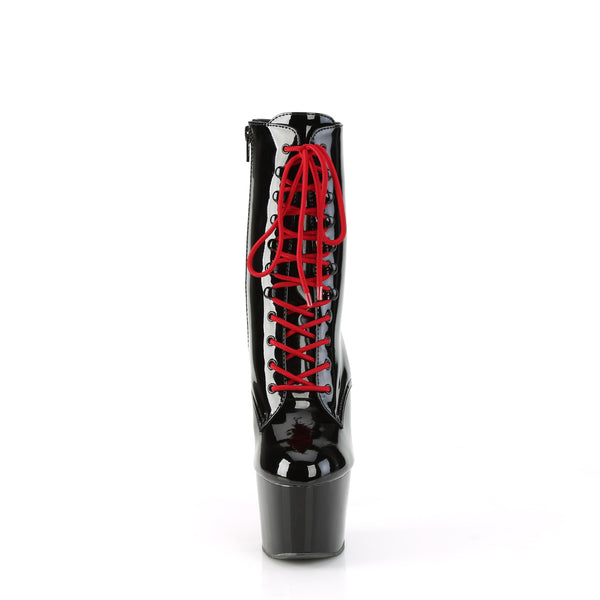 ADORE-1020 Plateau Stiefel - Schwarz/Rot Lack von Pleaser – Ansicht 2