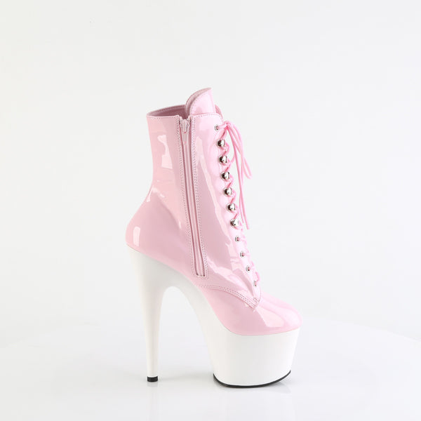 ADORE-1020 Plateau Stiefeletten Rosa/Weiß Lack von Pleaser – Ansicht 5