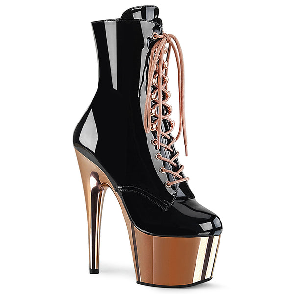 ADORE-1020 Plateau Stiefeletten - Schwarz/Rose Gold von Pleaser