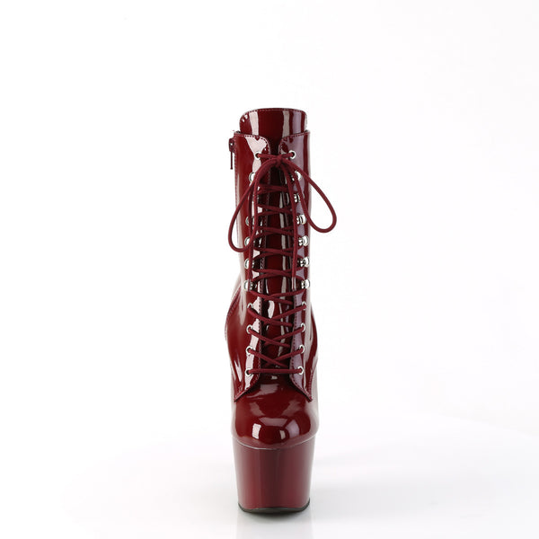 ADORE-1020 Plateau Stiefeletten - Weinrot Lack von Pleaser – Ansicht 2