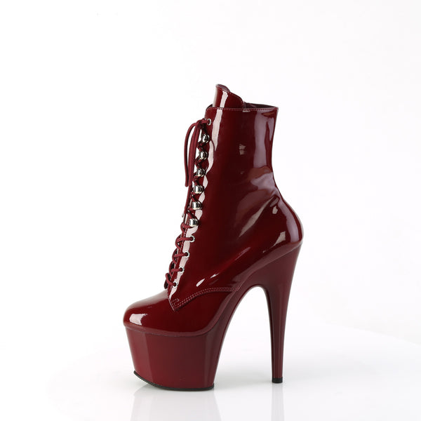 ADORE-1020 Plateau Stiefeletten - Weinrot Lack von Pleaser – Ansicht 3