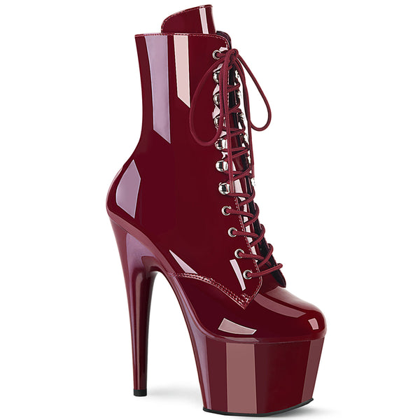ADORE-1020 Plateau Stiefeletten - Weinrot Lack von Pleaser