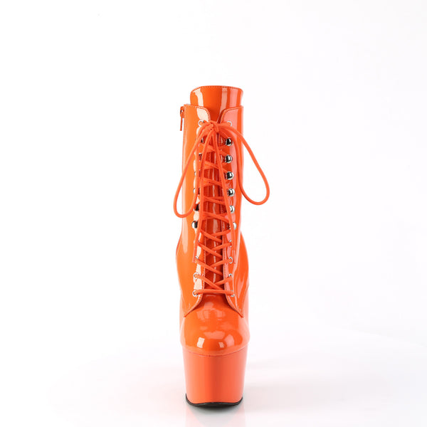 ADORE-1020 Plateau Stiefeletten - Feuerrot Orange Lack von Pleaser – Ansicht 2