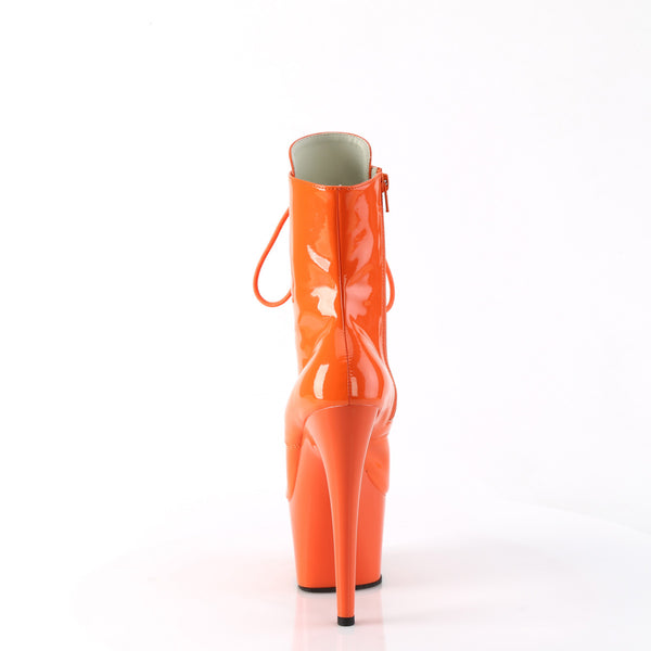ADORE-1020 Plateau Stiefeletten - Feuerrot Orange Lack von Pleaser – Ansicht 4