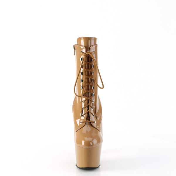 ADORE-1020 Plateau Stiefeletten - Beige Lack von Pleaser – Ansicht 2