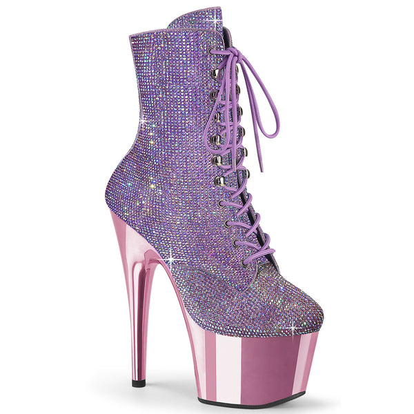 ADORE-1020CHRS Plateau Stiefeletten - Glitzersteine Flieder von Pleaser