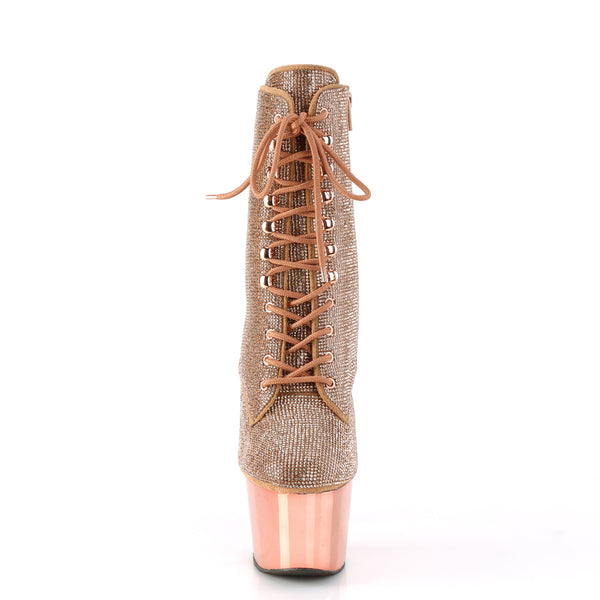 ADORE-1020CHRS Plateau Stiefel - Glitzersteine Roségold von Pleaser – Ansicht 2