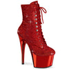 ADORE-1020CHRS Plateau Stiefeletten Rot Glitzer Strass von Pleaser