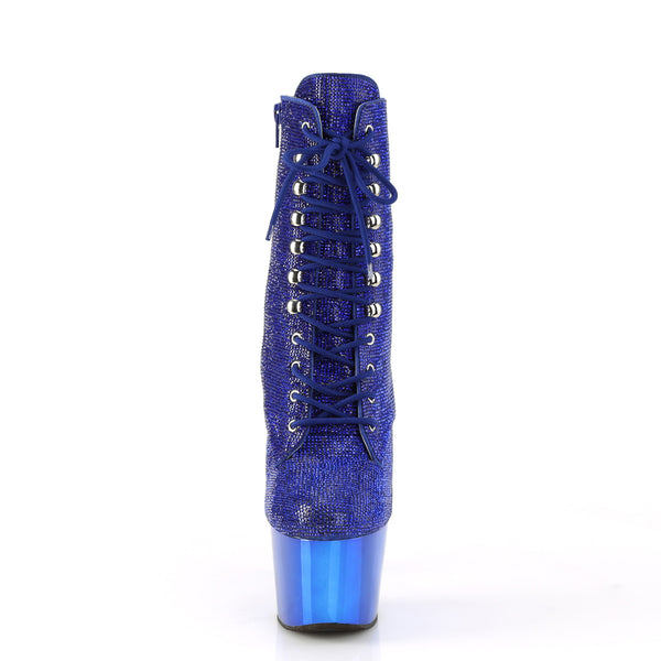 ADORE-1020CHRS Plateau Stiefeletten - Glitzersteine Blau von Pleaser – Ansicht 2