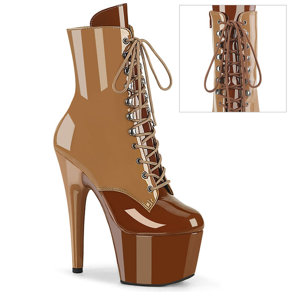 ADORE-1020DC - Plateau Stiefeletten - Braunbeige/Schoko von Pleaser