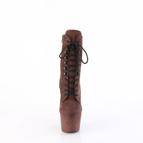 ADORE-1020FS Plateau Stiefeletten - Braun Samt von Pleaser – Ansicht 2