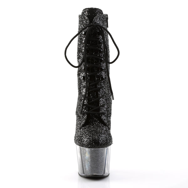ADORE-1020G Plateau Stiefeletten Glitzer - Schwarz von Pleaser – Ansicht 2