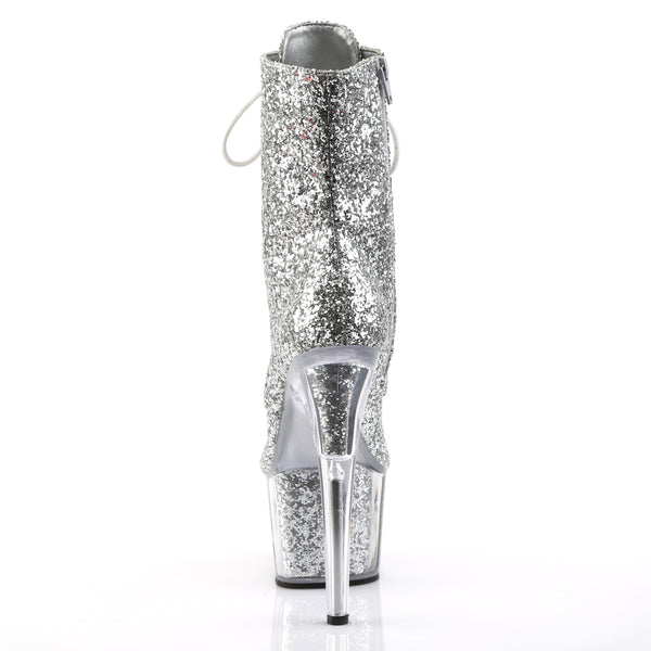 ADORE-1020G Plateau Stiefeletten - Silber Glitzer von Pleaser – Ansicht 4