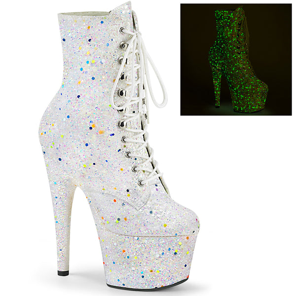 ADORE-1020GDLG Plateau Stiefeletten - Weiß UV von Pleaser