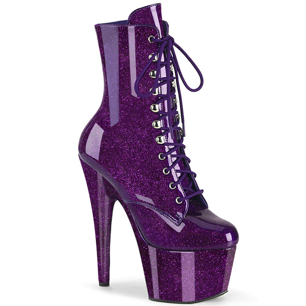 ADORE-1020GP Plateau Stiefeletten Lila/Glitzer Lack von Pleaser