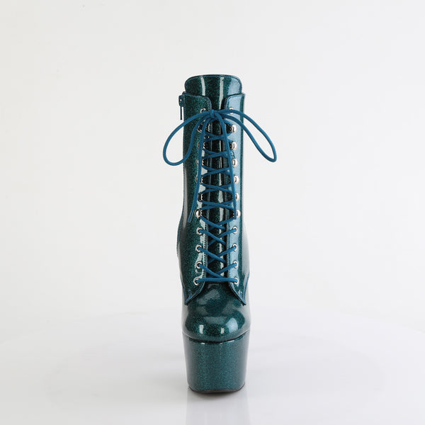 ADORE-1020GP Plateau Stiefeletten Blau/Grün mit Glitzer von Pleaser – Ansicht 2