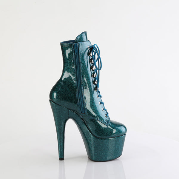 ADORE-1020GP Plateau Stiefeletten Blau/Grün mit Glitzer von Pleaser – Ansicht 5