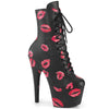 ADORE-1020KISSES - Plateau Stiefeletten - Schwarz mit Muster von Pleaser