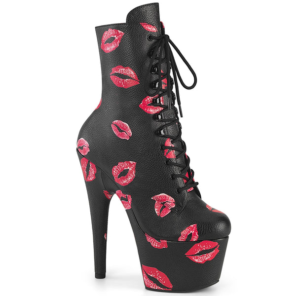 ADORE-1020KISSES - Plateau Stiefeletten - Schwarz mit Muster von Pleaser