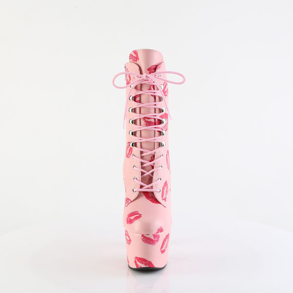 ADORE-1020KISSES - Plateau Stiefeletten - Rosa mit Muster von Pleaser – Ansicht 2