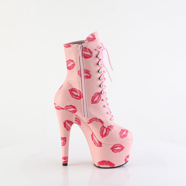 ADORE-1020KISSES - Plateau Stiefeletten - Rosa mit Muster von Pleaser – Ansicht 5