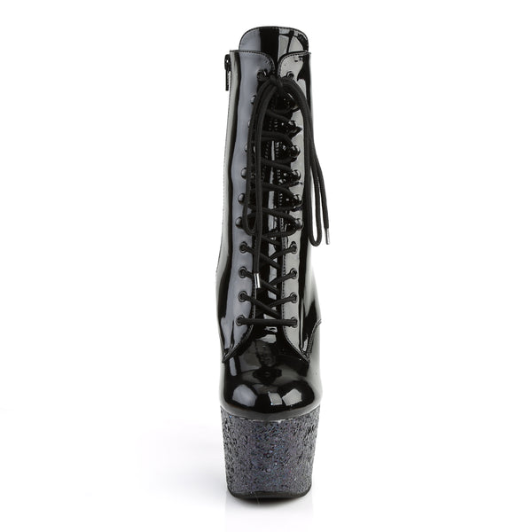 ADORE-1020LG Plateau Stiefeletten Schwarz/Schwarz Glitzer von Pleaser – Ansicht 2