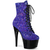 ADORE-1020MG Plateau Stiefeletten Blau Lila Glitzer von Pleaser