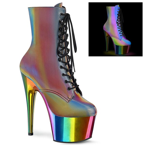 ADORE-1020RC-REFL Plateau Stiefeletten - Regenbogen von Pleaser